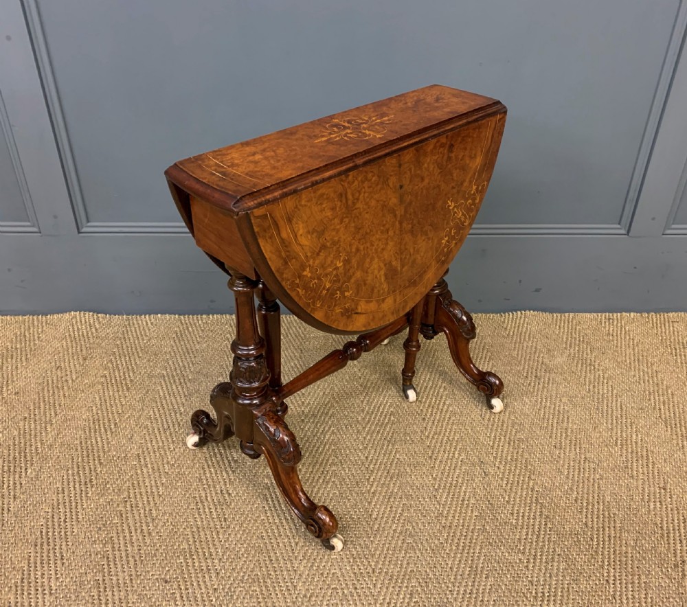 Victorian Inlaid Burr Walnut Baby Sutherland Table