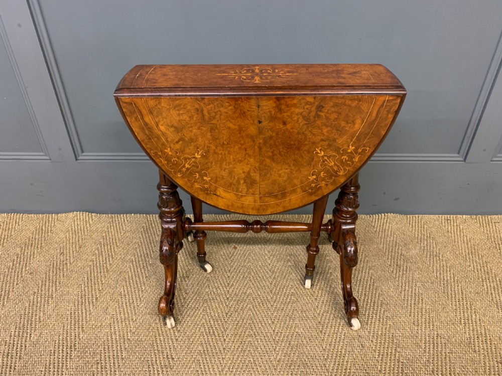 Victorian Inlaid Burr Walnut Baby Sutherland Table View II