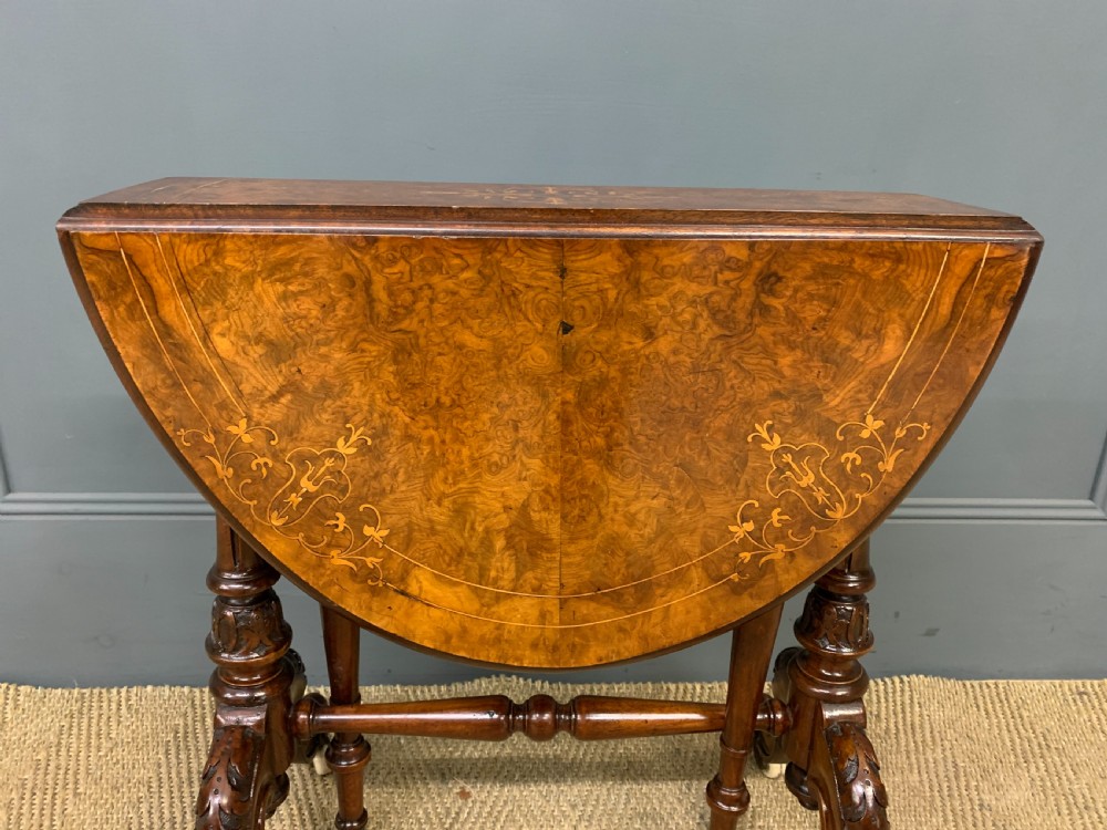 Victorian Inlaid Burr Walnut Baby Sutherland Table View IV