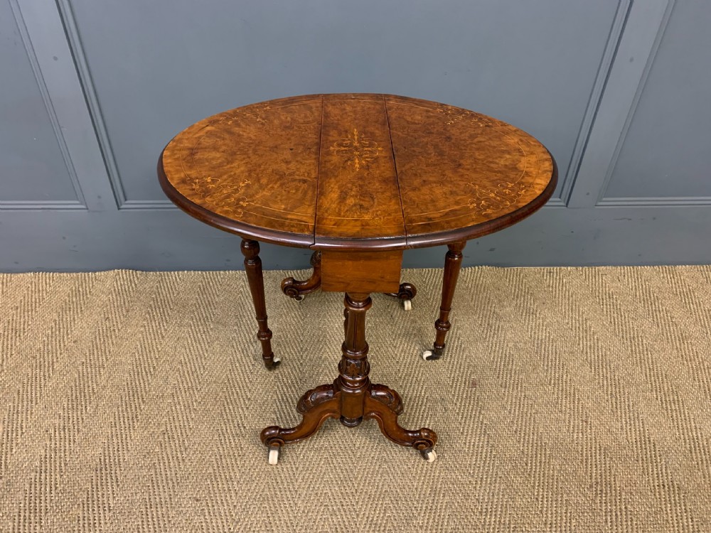 Victorian Inlaid Burr Walnut Baby Sutherland Table View IX