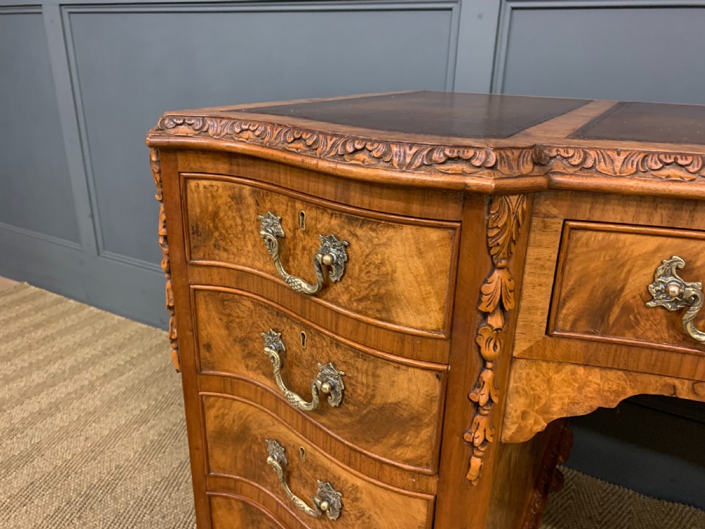 Burr Walnut Pedestal Desk View II