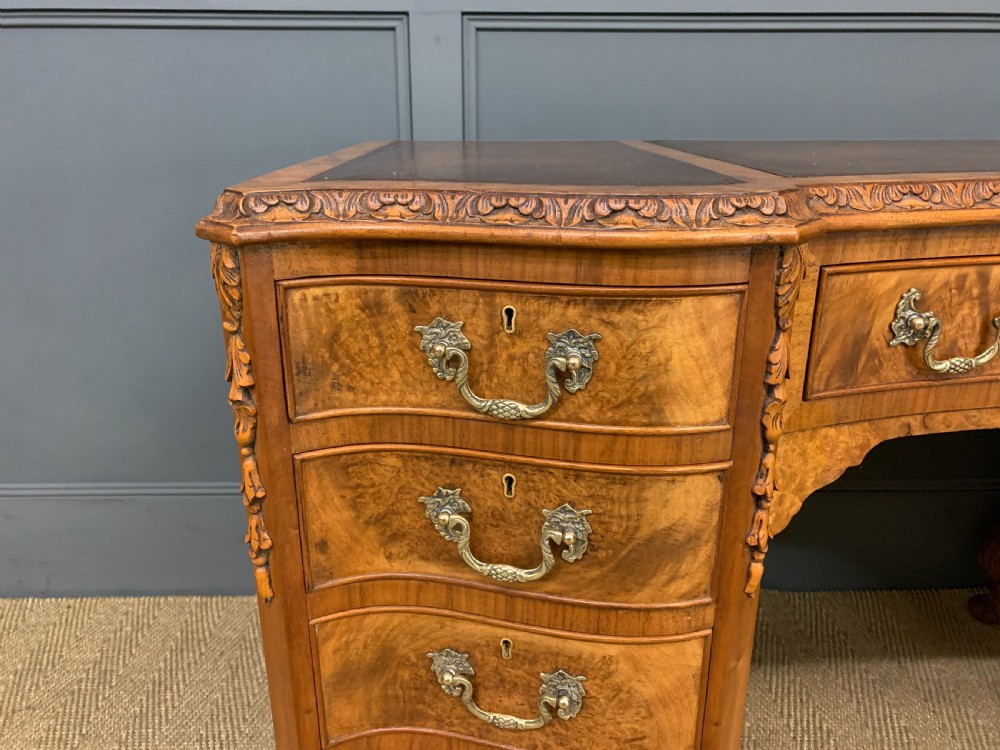 Burr Walnut Pedestal Desk View III