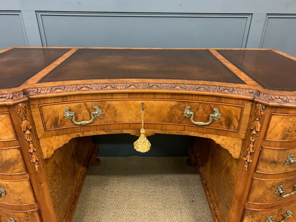 Burr Walnut Pedestal Desk View V