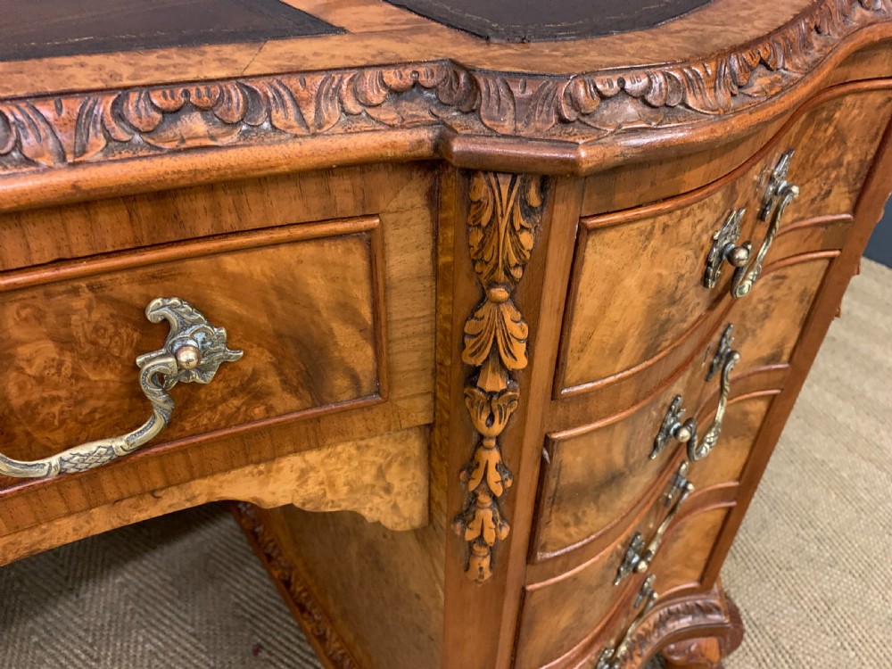 Burr Walnut Pedestal Desk View VI