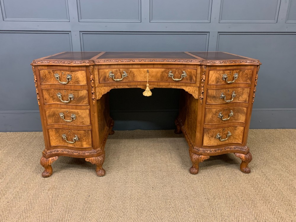 Burr Walnut Pedestal Desk View VII
