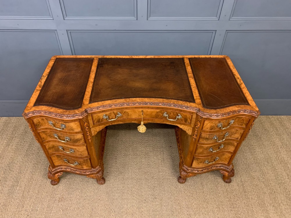 Burr Walnut Pedestal Desk View VIII