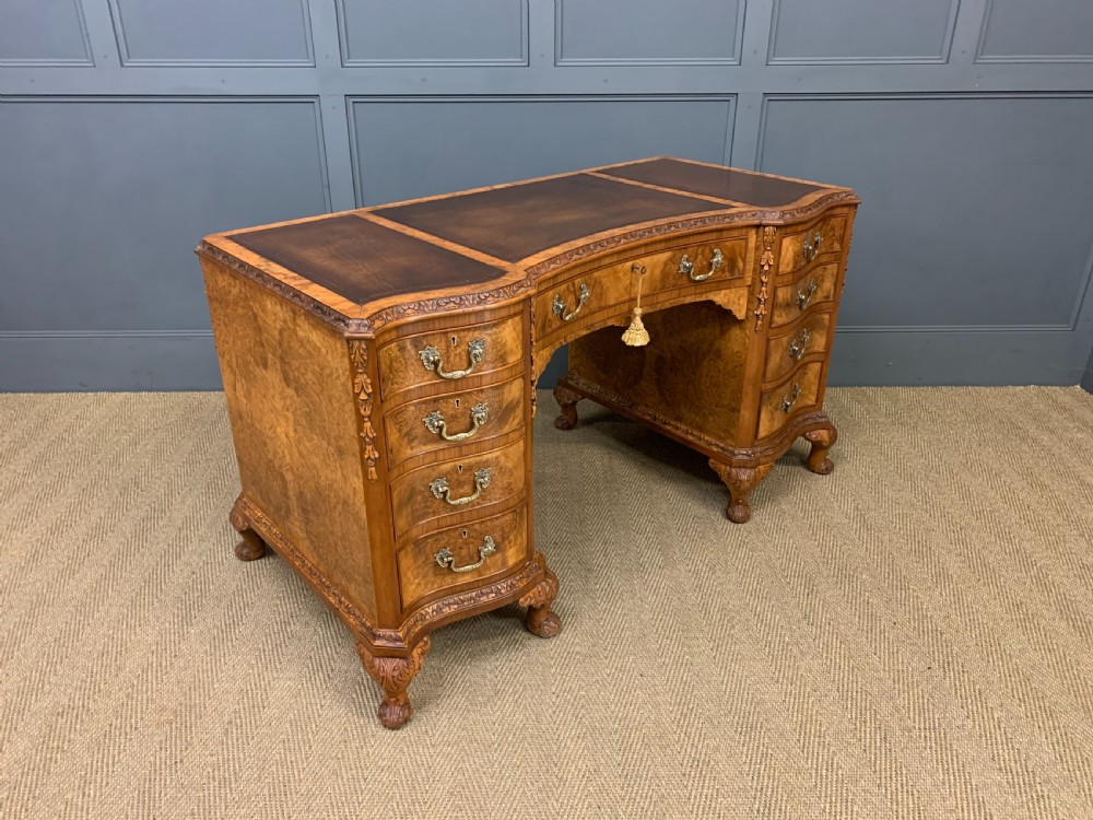 Burr Walnut Pedestal Desk View X