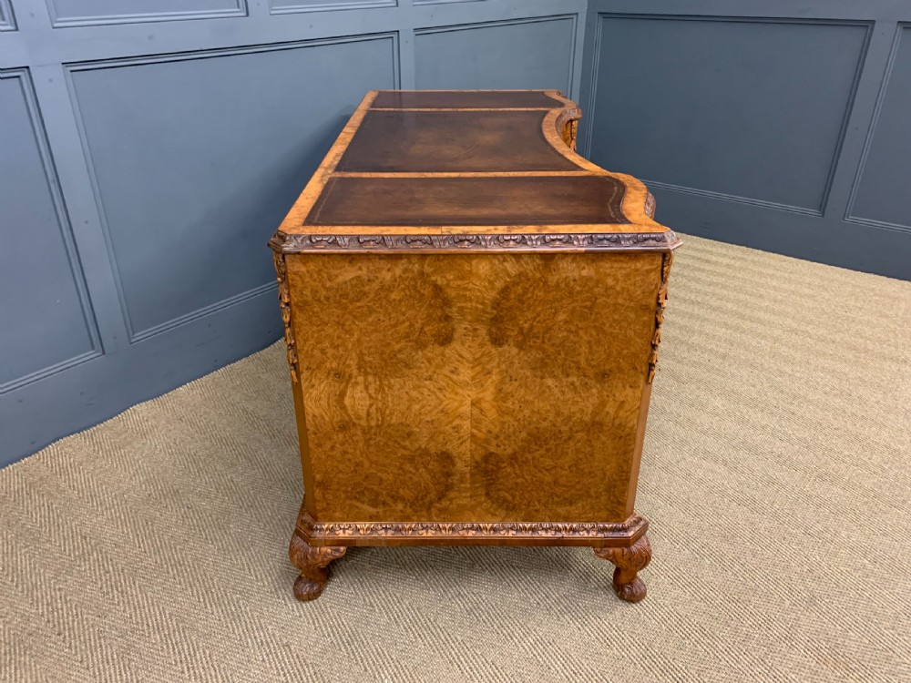 Burr Walnut Pedestal Desk View XI