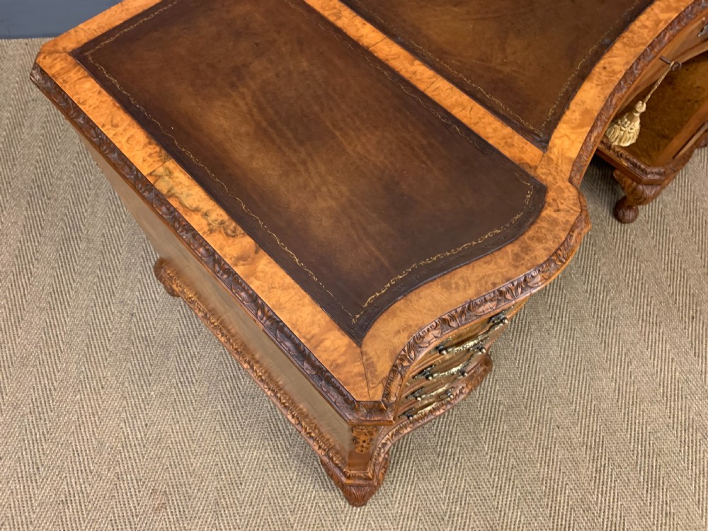 Burr Walnut Pedestal Desk View XII