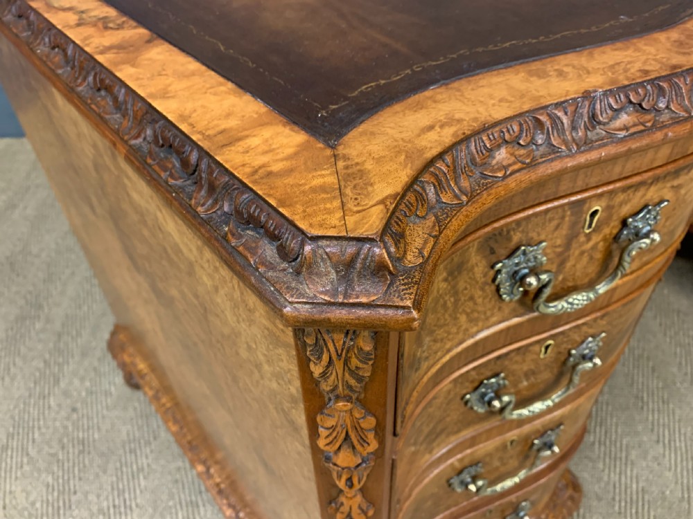 Burr Walnut Pedestal Desk View XIII