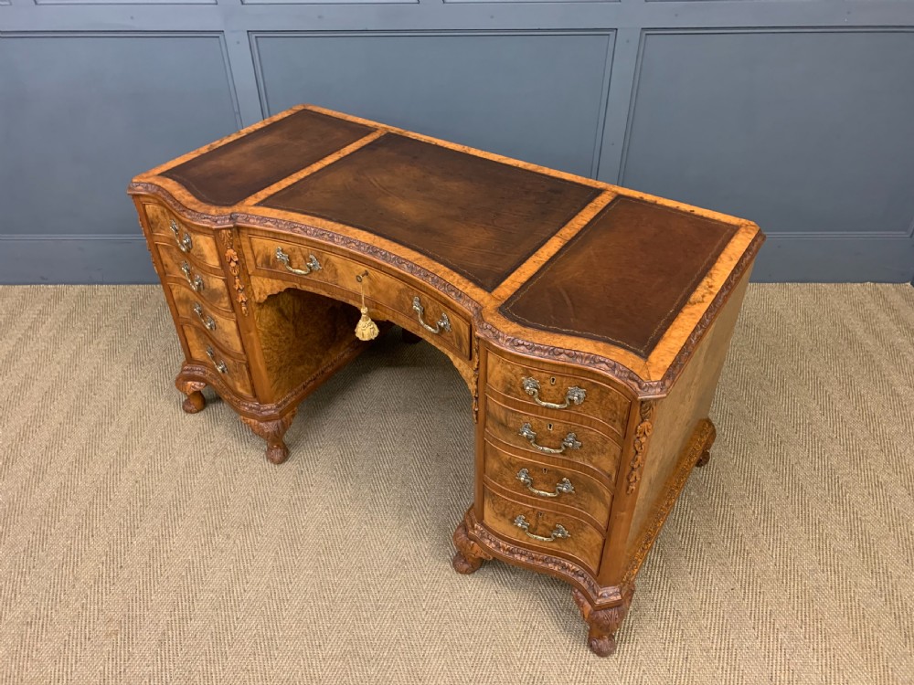 Burr Walnut Pedestal Desk View XVI