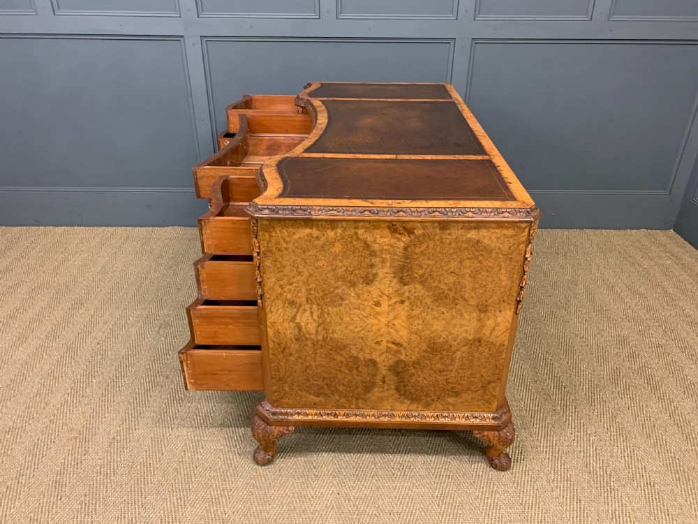 Burr Walnut Pedestal Desk View XVII