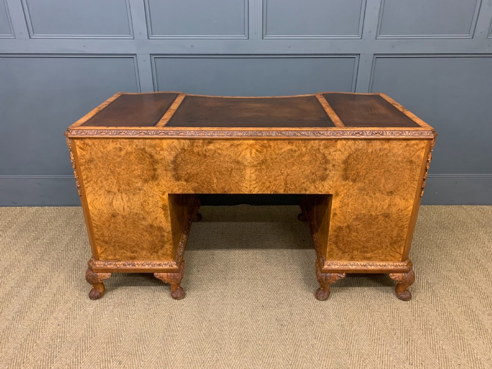 Burr Walnut Pedestal Desk View XVIII