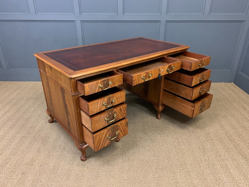Flame Mahogany Pedestal Desk View XII