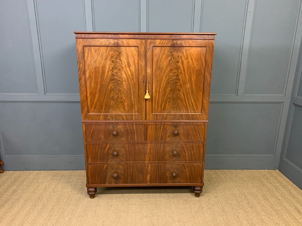 Early 19th Century Flame Mahogany Linen Press View II
