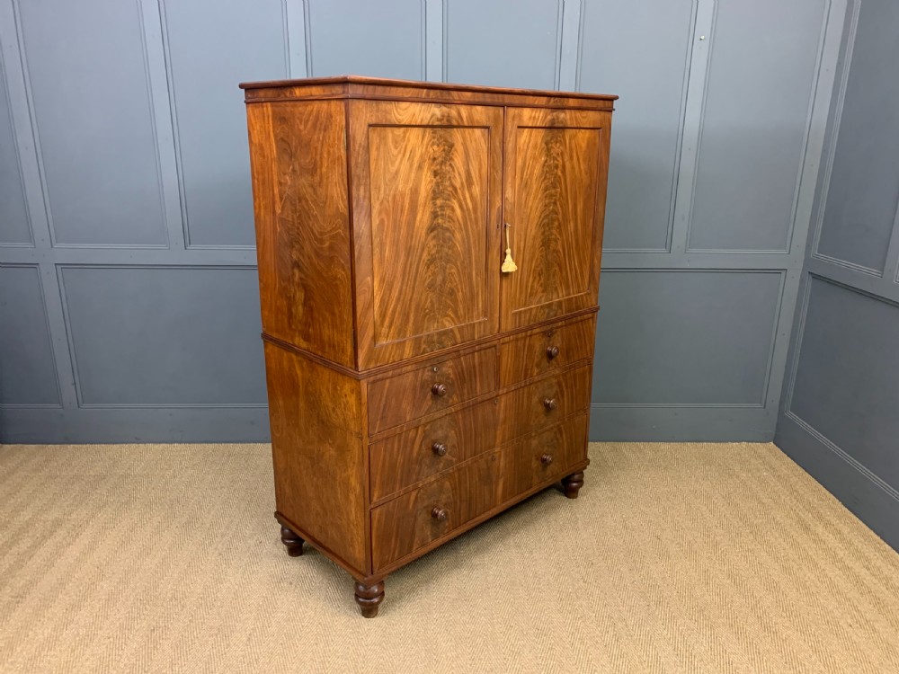Early 19th Century Flame Mahogany Linen Press View VII