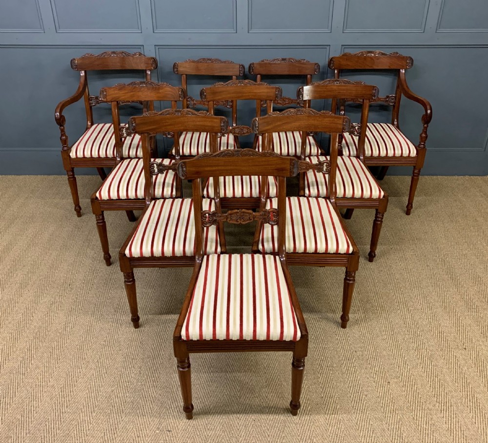 Set of 10 William IV Mahogany Dining Chairs