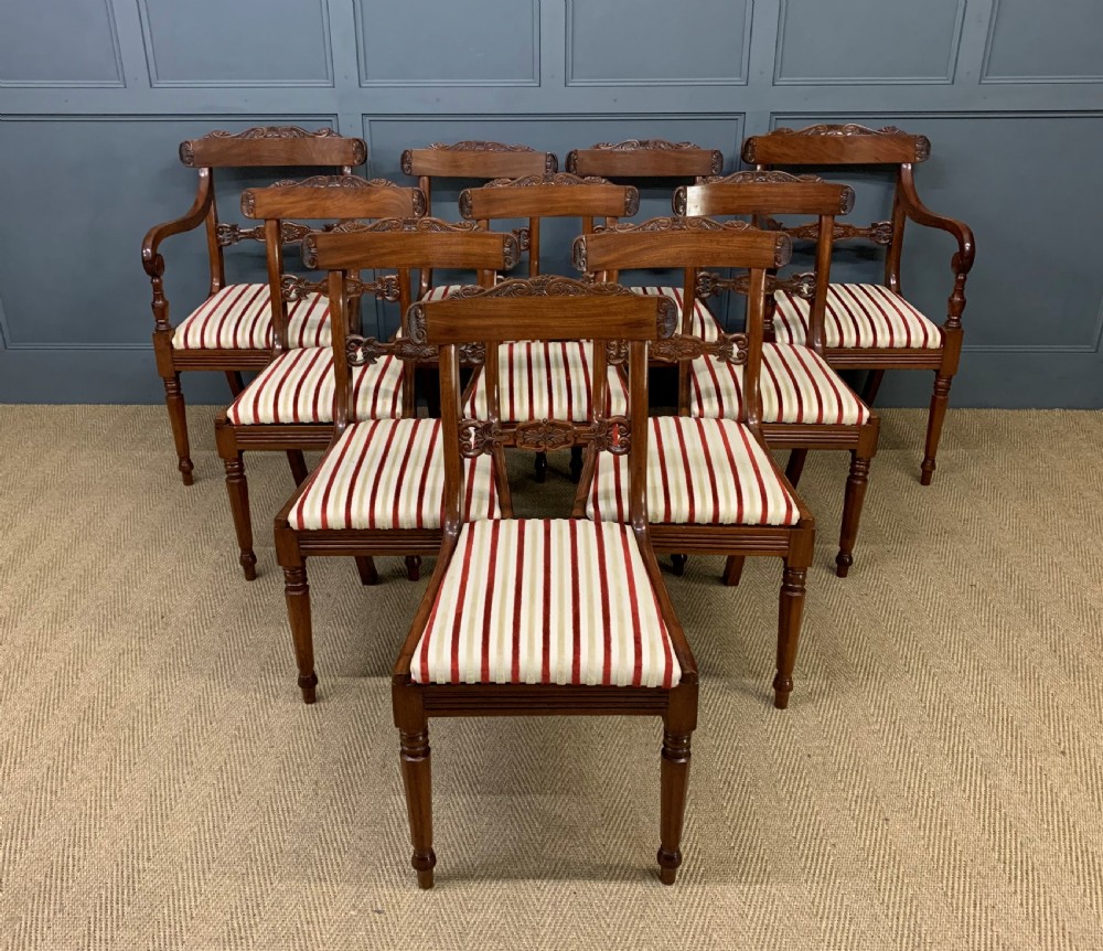 Set of 10 William IV Mahogany Dining Chairs View XIX