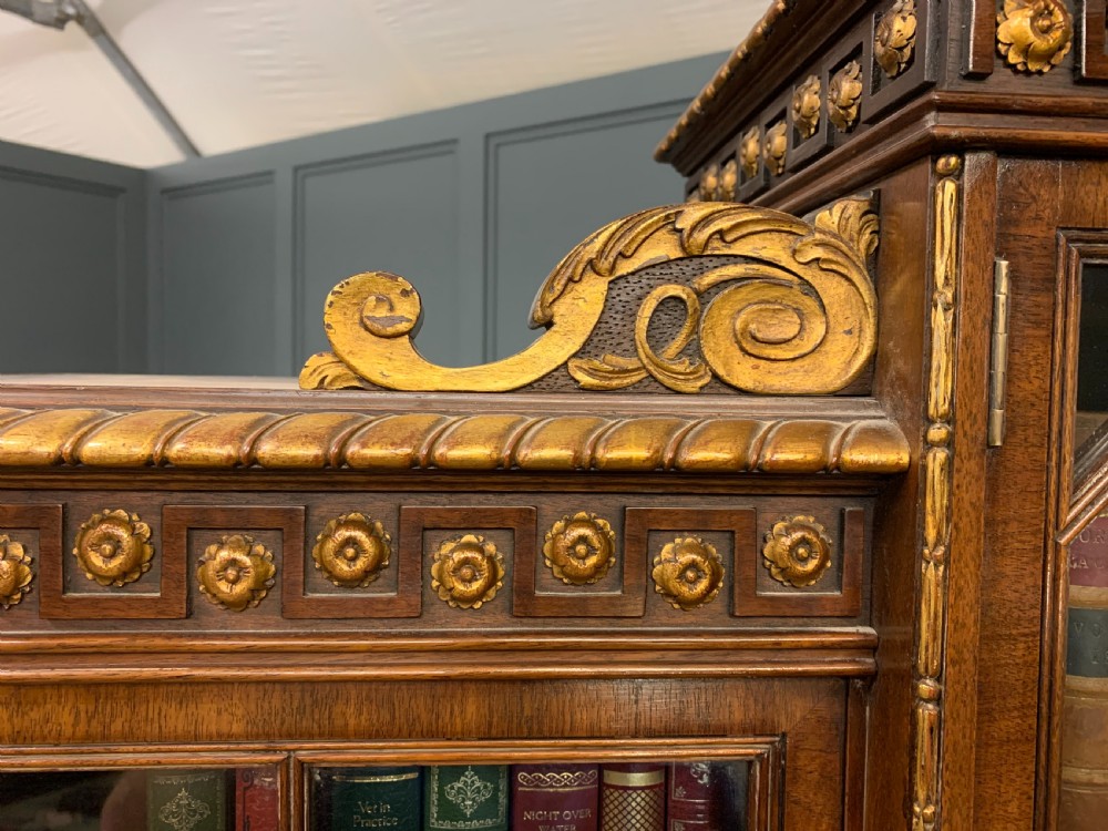 Waring and Gillow Burr Walnut Break Front Bookcase View XV