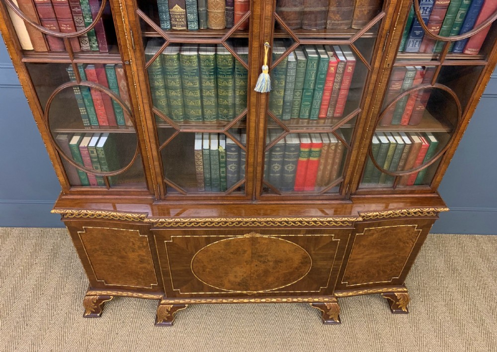 Waring and Gillow Burr Walnut Break Front Bookcase View XVIII