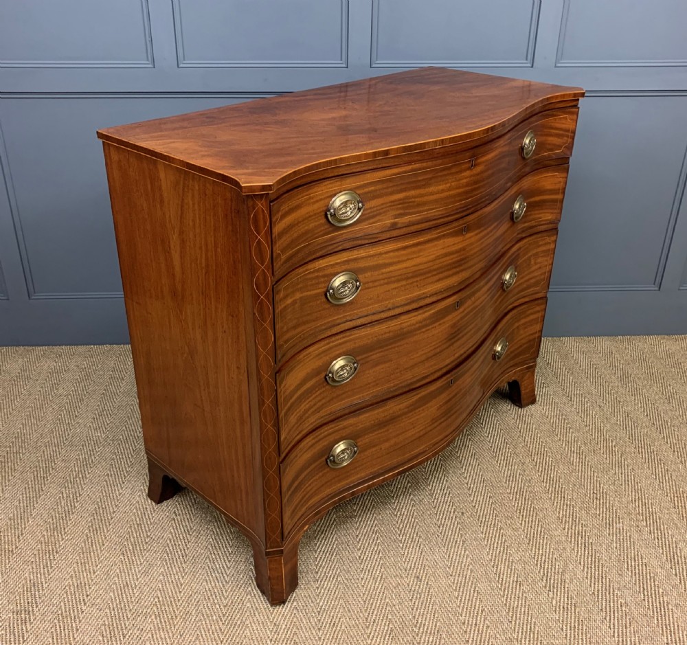 Georgian Inlaid Mahogany Serpentine Chest of Drawers