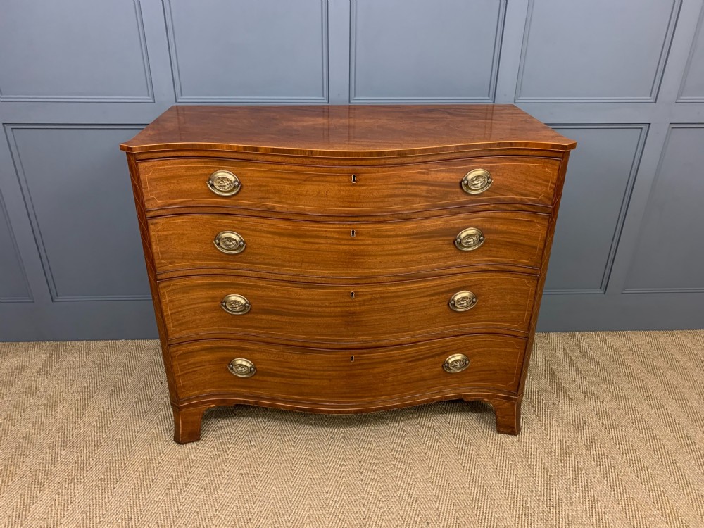 Georgian Inlaid Mahogany Serpentine Chest of Drawers View IV