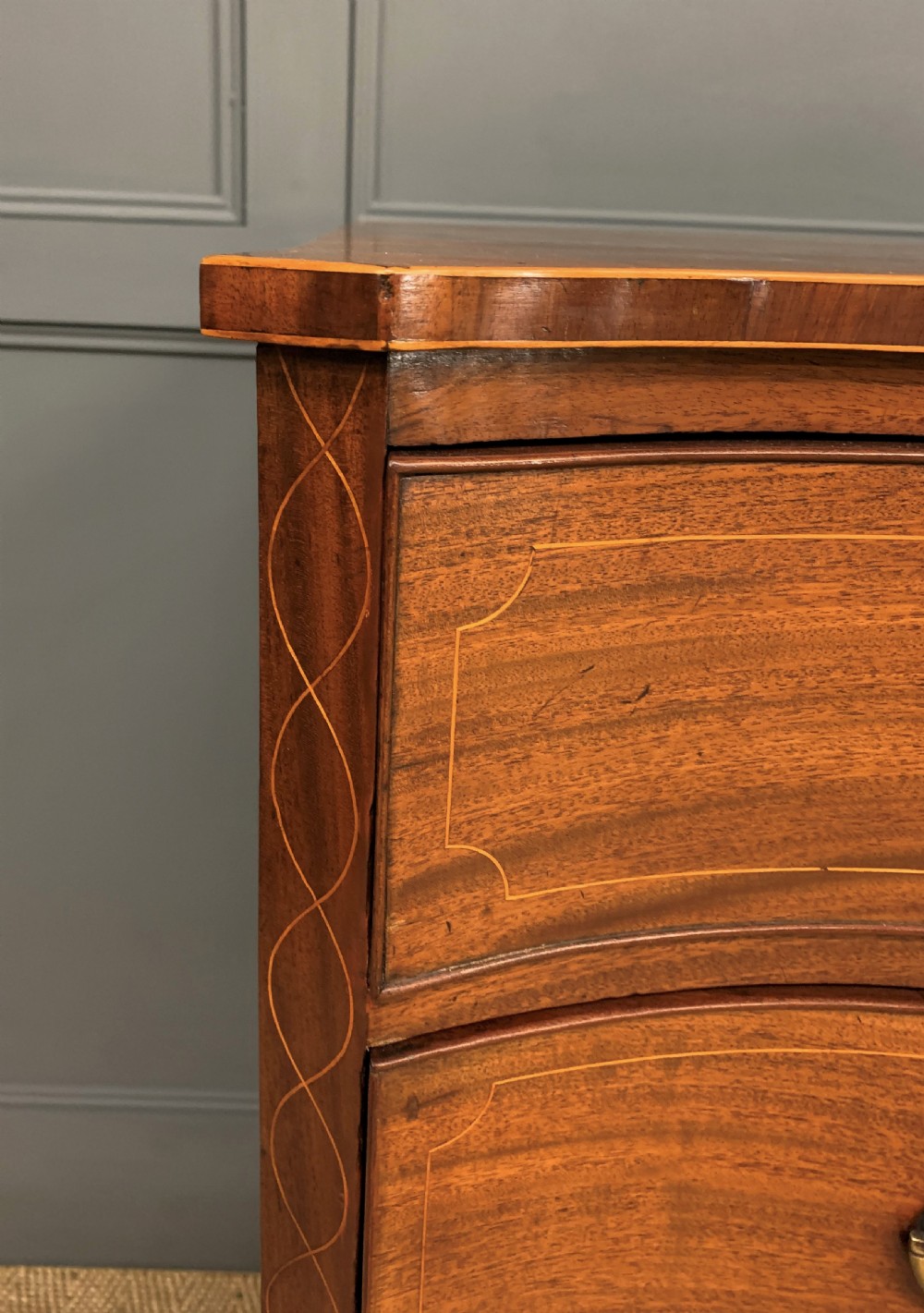 Georgian Inlaid Mahogany Serpentine Chest of Drawers View IX