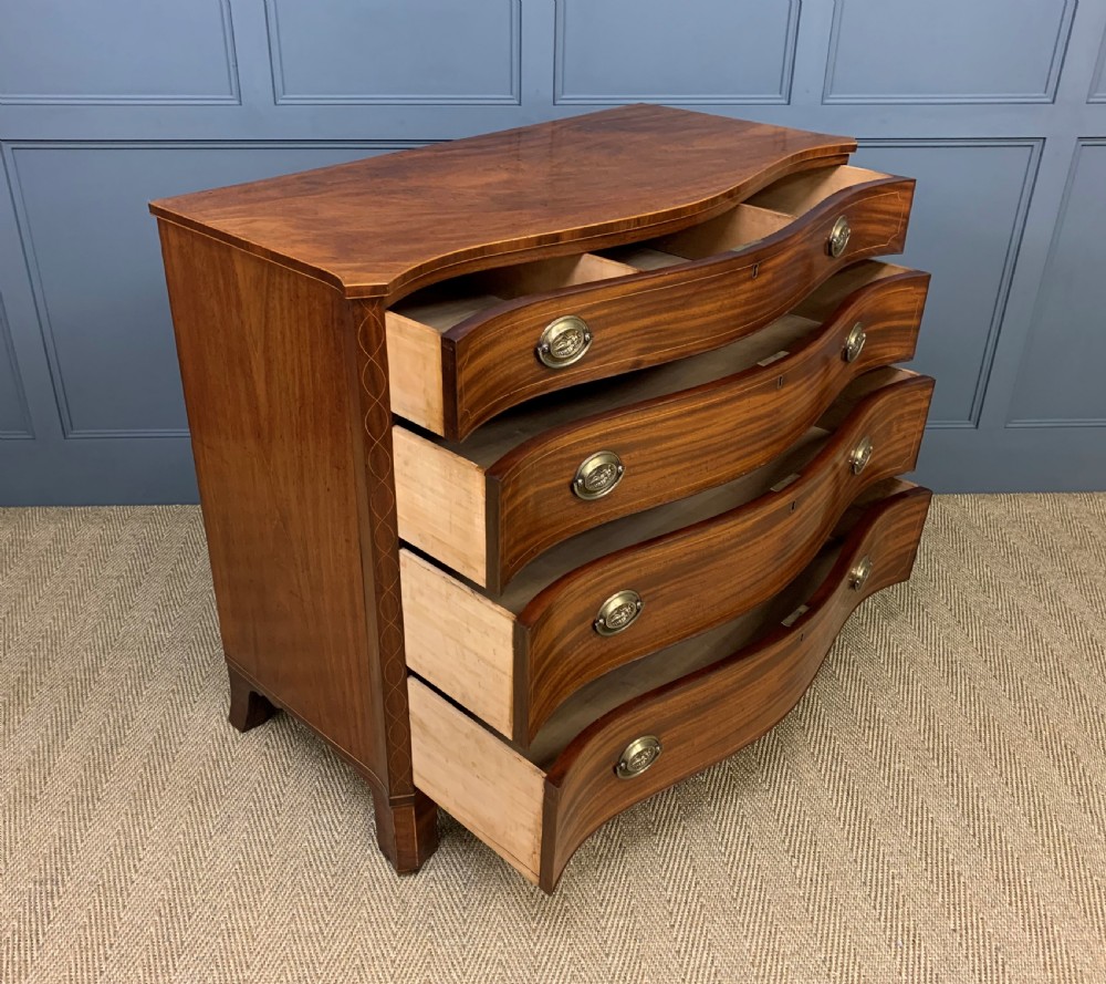 Georgian Inlaid Mahogany Serpentine Chest of Drawers View XIV