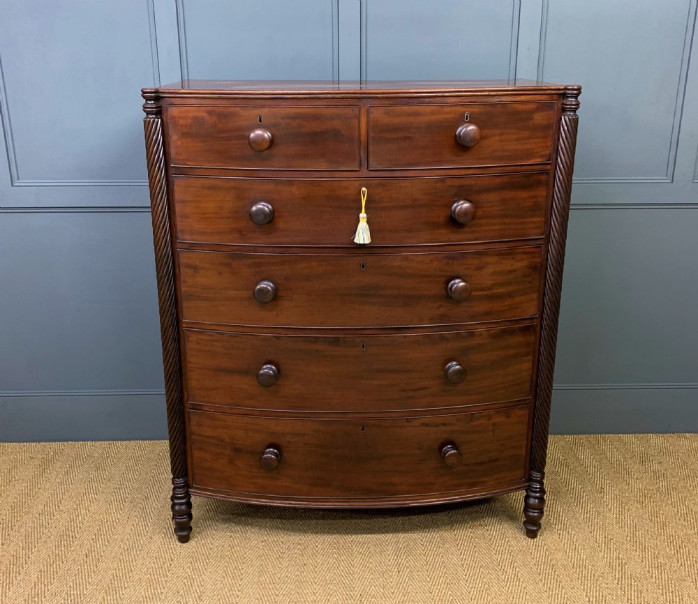 Large George IV Mahogany Bow Fronted Chest of Drawers