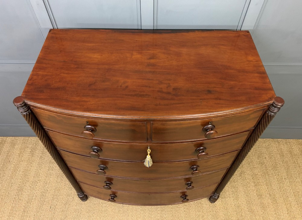 Large George IV Mahogany Bow Fronted Chest of Drawers View II