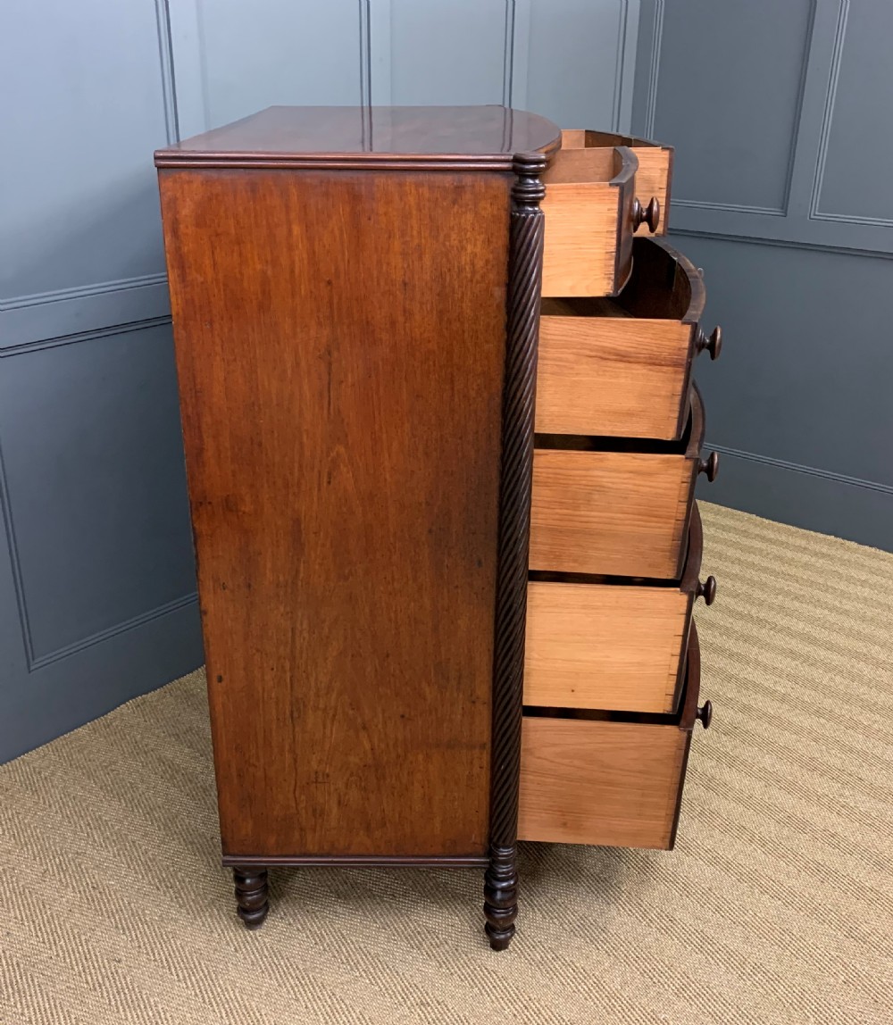 Large George IV Mahogany Bow Fronted Chest of Drawers View V