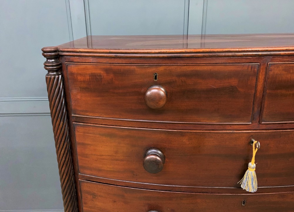 Large George IV Mahogany Bow Fronted Chest of Drawers View VI