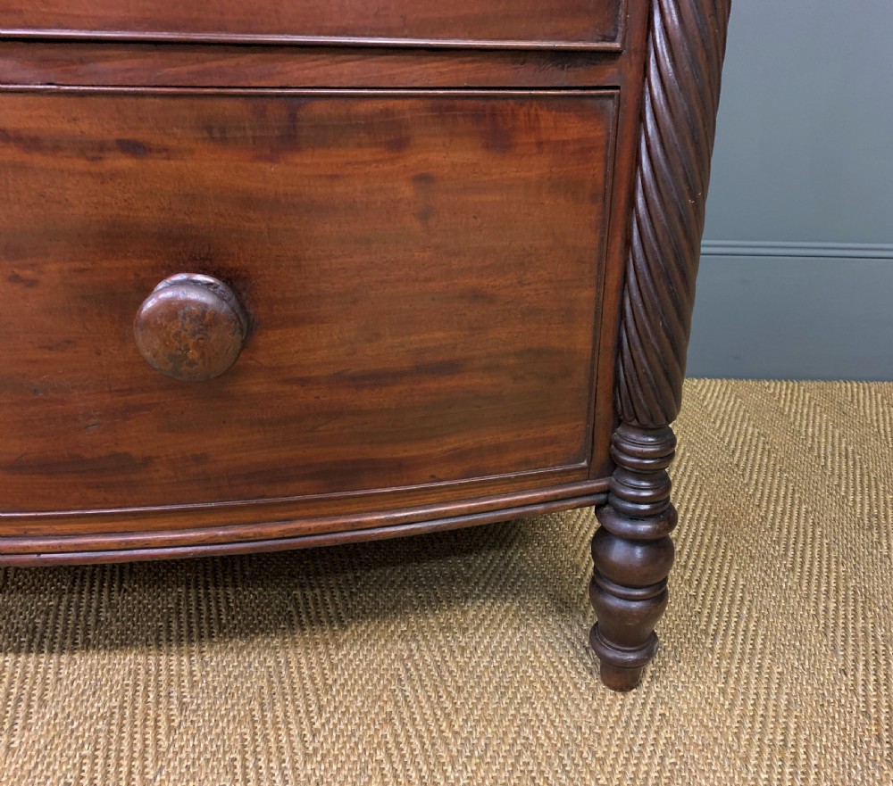 Large George IV Mahogany Bow Fronted Chest of Drawers View VII