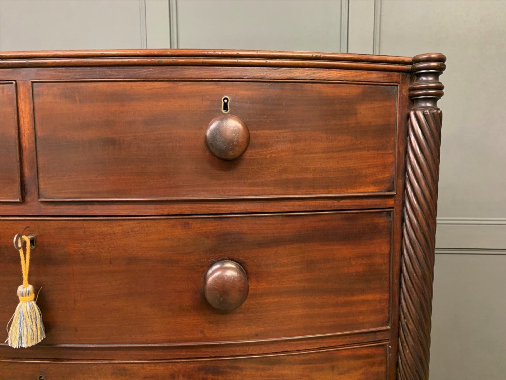 Large George IV Mahogany Bow Fronted Chest of Drawers View VIII