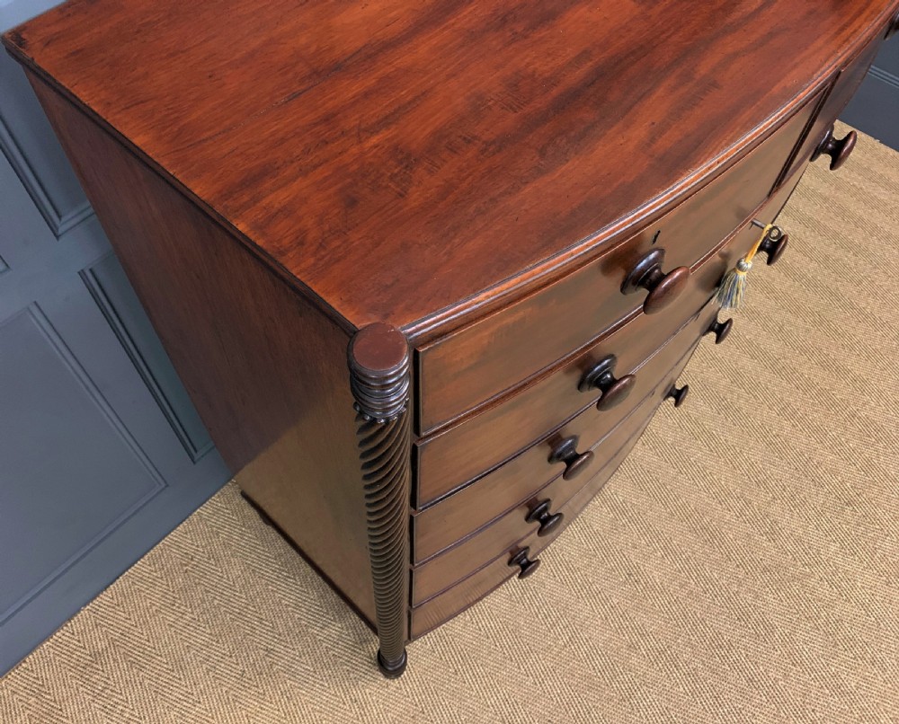 Large George IV Mahogany Bow Fronted Chest of Drawers View IX