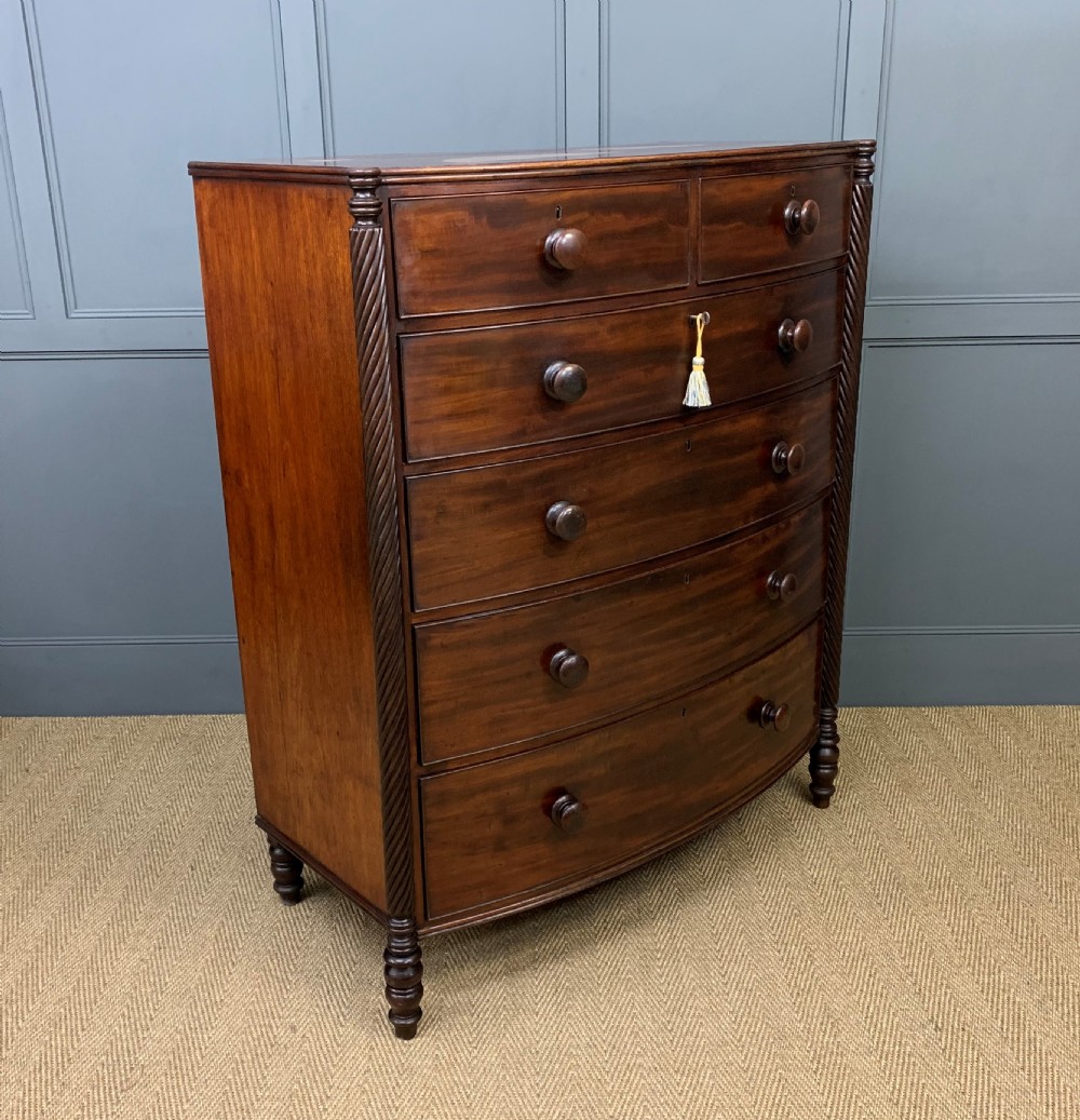 Large George IV Mahogany Bow Fronted Chest of Drawers View X
