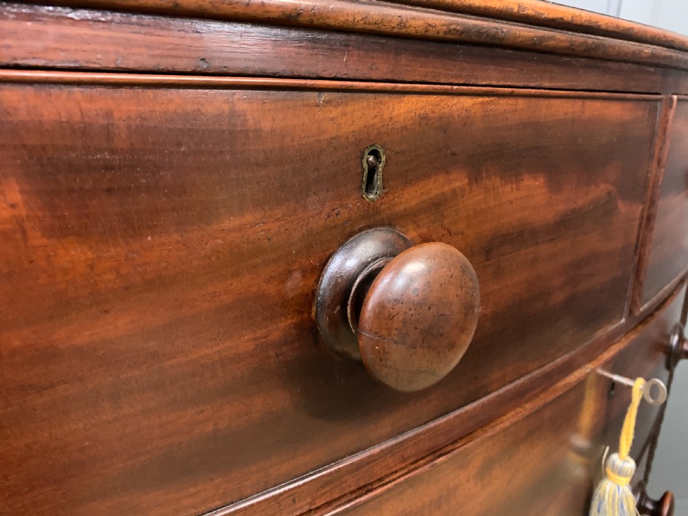 Large George IV Mahogany Bow Fronted Chest of Drawers View XII