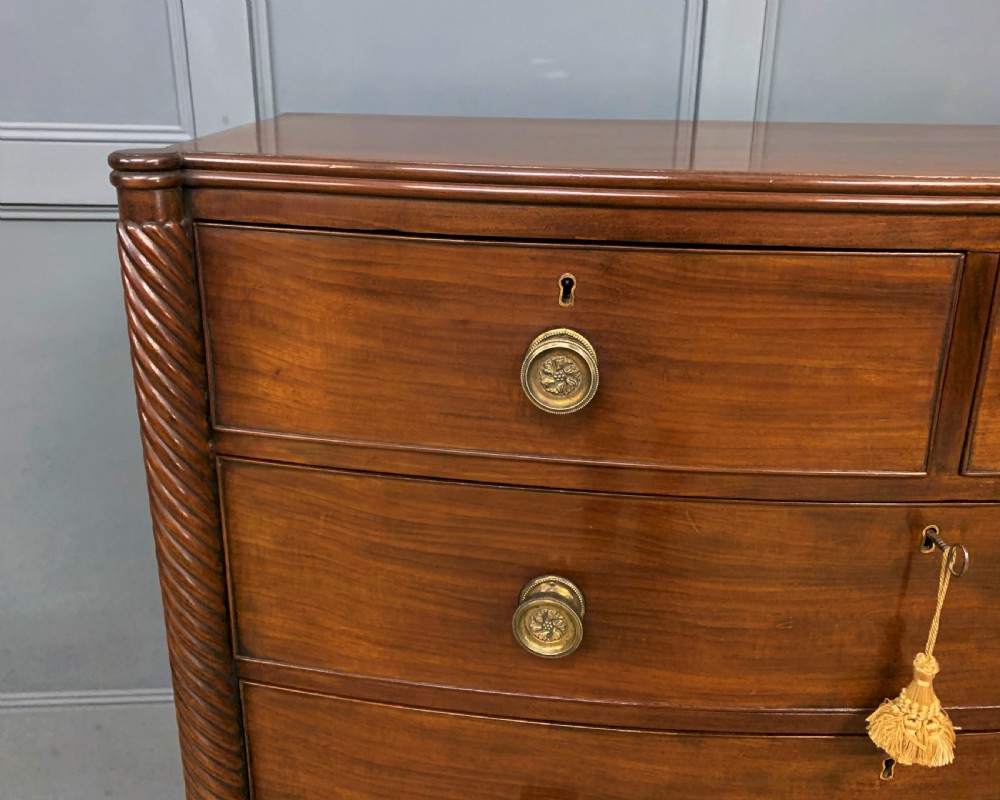 Georgian Mahogany Bow Fronted Chest of Drawers View IV