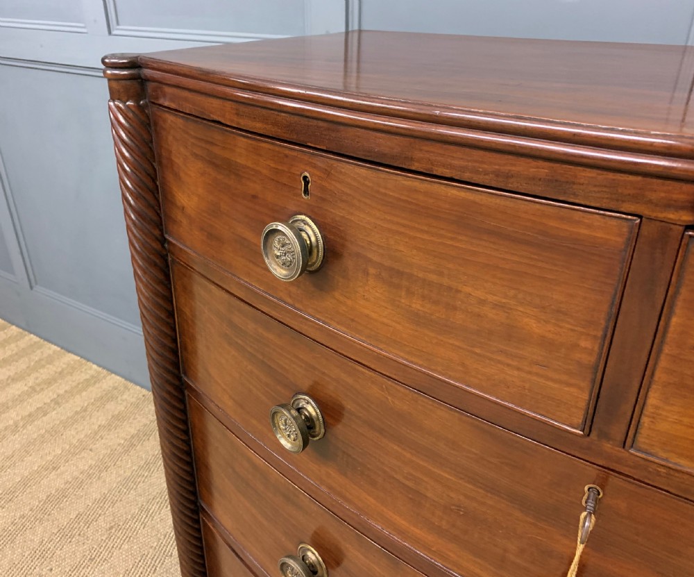 Georgian Mahogany Bow Fronted Chest of Drawers View V