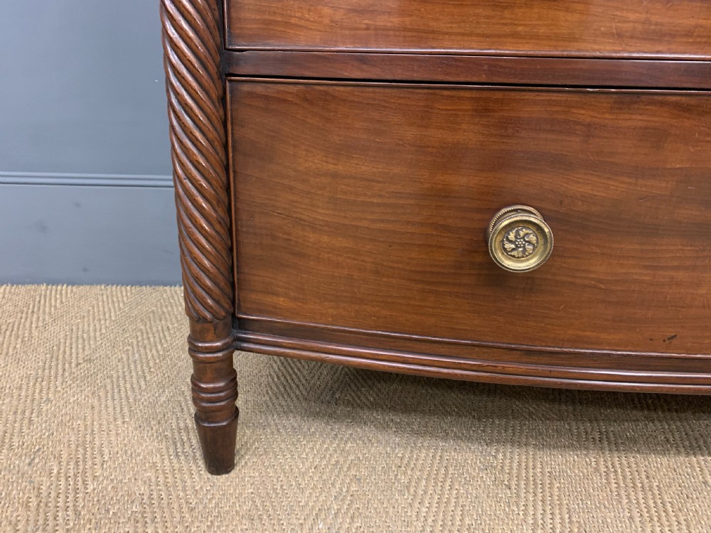 Georgian Mahogany Bow Fronted Chest of Drawers View VII