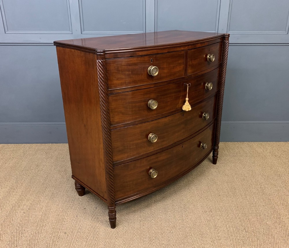 Georgian Mahogany Bow Fronted Chest of Drawers View IX