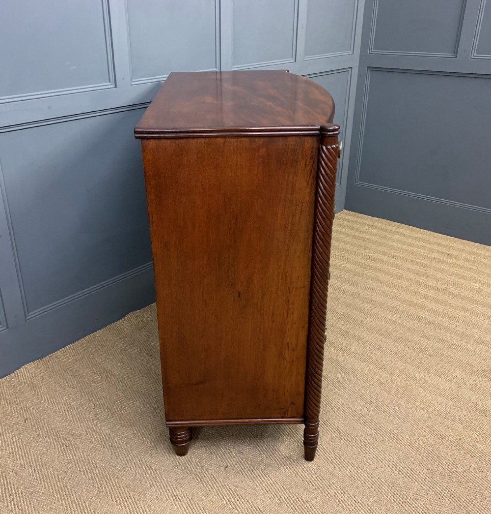 Georgian Mahogany Bow Fronted Chest of Drawers View X