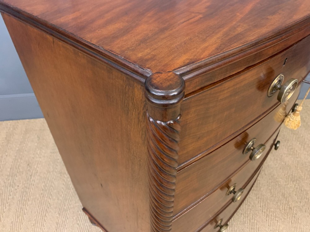 Georgian Mahogany Bow Fronted Chest of Drawers View XII