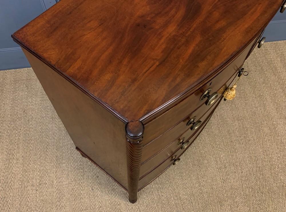Georgian Mahogany Bow Fronted Chest of Drawers View XIII