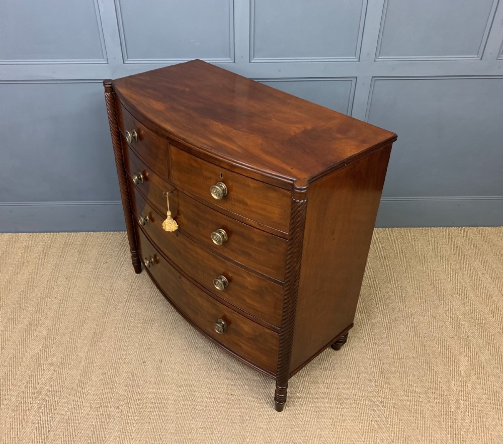 Georgian Mahogany Bow Fronted Chest of Drawers View XV
