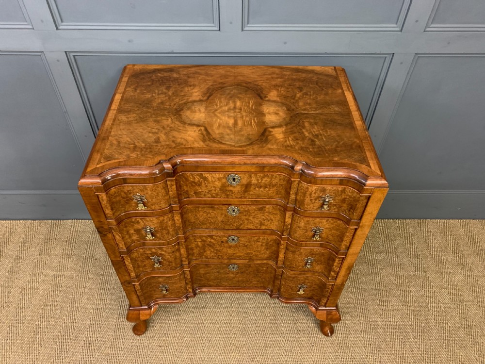 Burr Walnut Serpentine Chest of Drawers View II