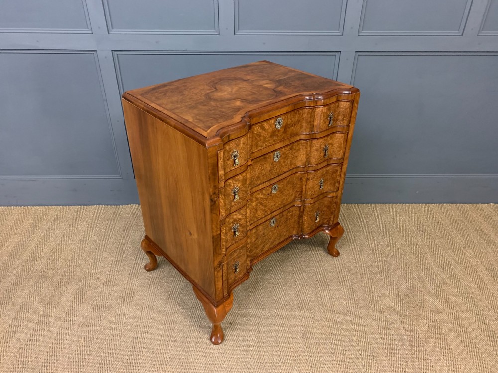 Burr Walnut Serpentine Chest of Drawers View IV