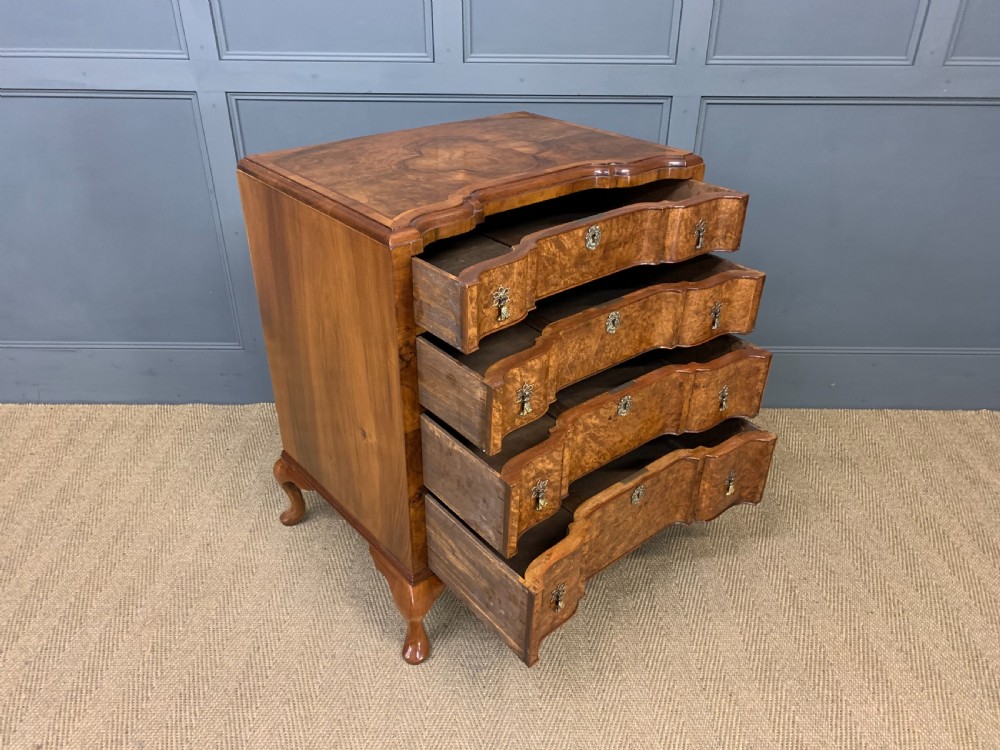 Burr Walnut Serpentine Chest of Drawers View V