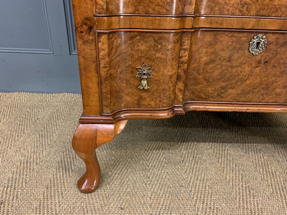 Burr Walnut Serpentine Chest of Drawers View X