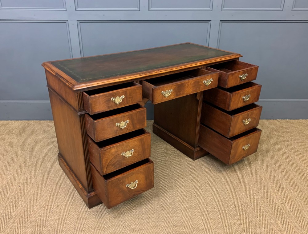 Edwardian Burr Walnut Pedestal Desk View II